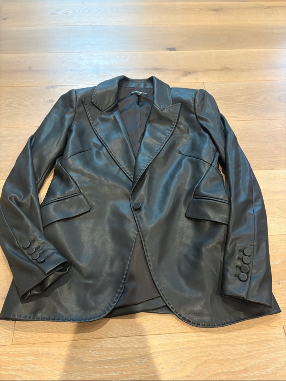 Generation Love Size Medium Black Faux Leather Blazer Jacket.